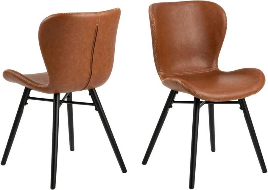 Rebellenclub Pescara Eetkamerstoel Set van 2 Leatherlook bruin