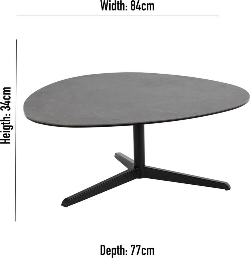 Rebellenclub Vollterra Salontafel Zwart Keramiek Beschikbaar in Verschillende Maten Metalen Tafel
