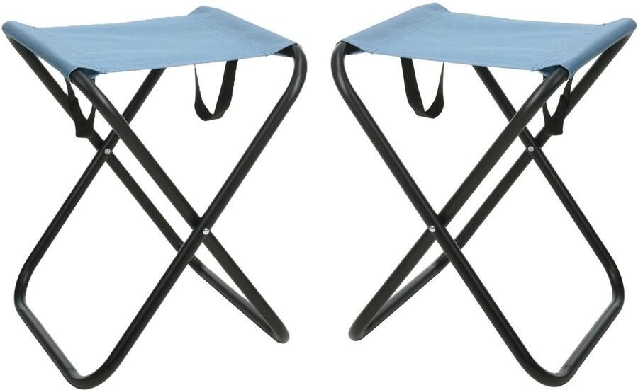Redcliffs Outdoor Camping outdoor krukje 2x Inklapbaar blauw metaal polyester 30 x 60 cm