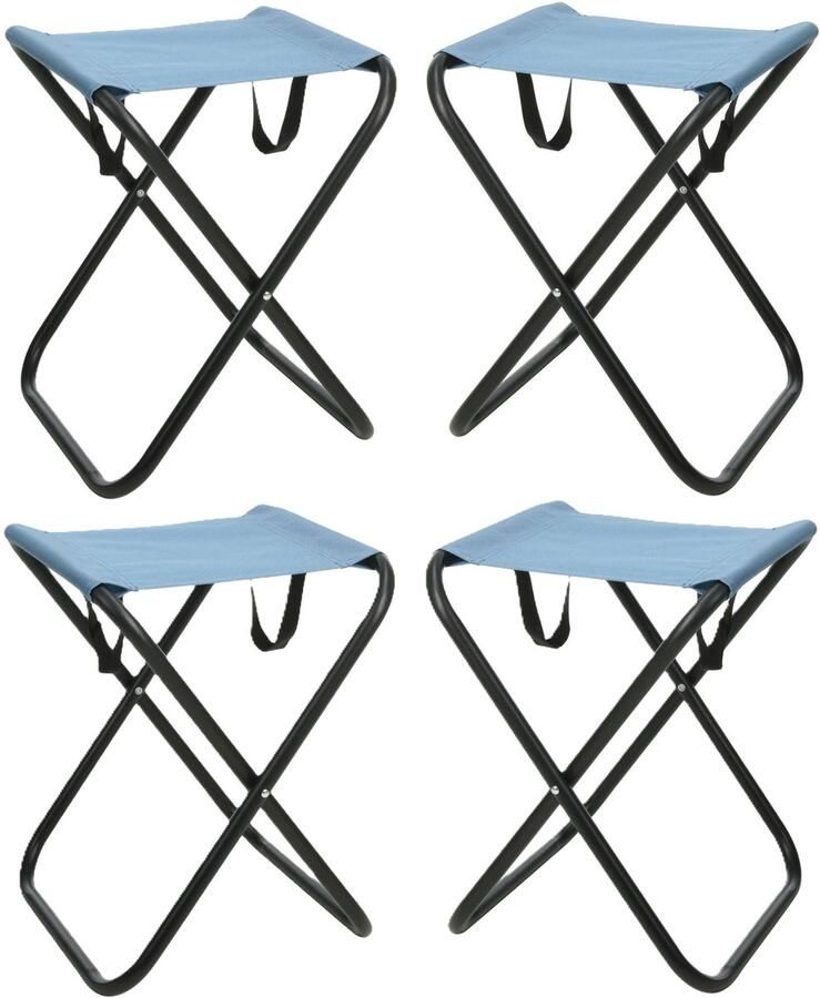 Redcliffs Outdoor Camping outdoor krukje 4x Inklapbaar blauw metaal polyester 30 x 60 cm
