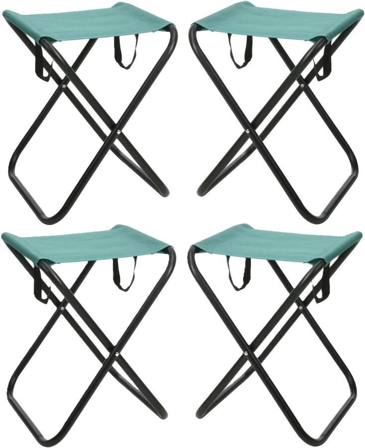 Redcliffs Outdoor Camping outdoor krukje 4x Inklapbaar groen metaal polyester 30 x 60 cm