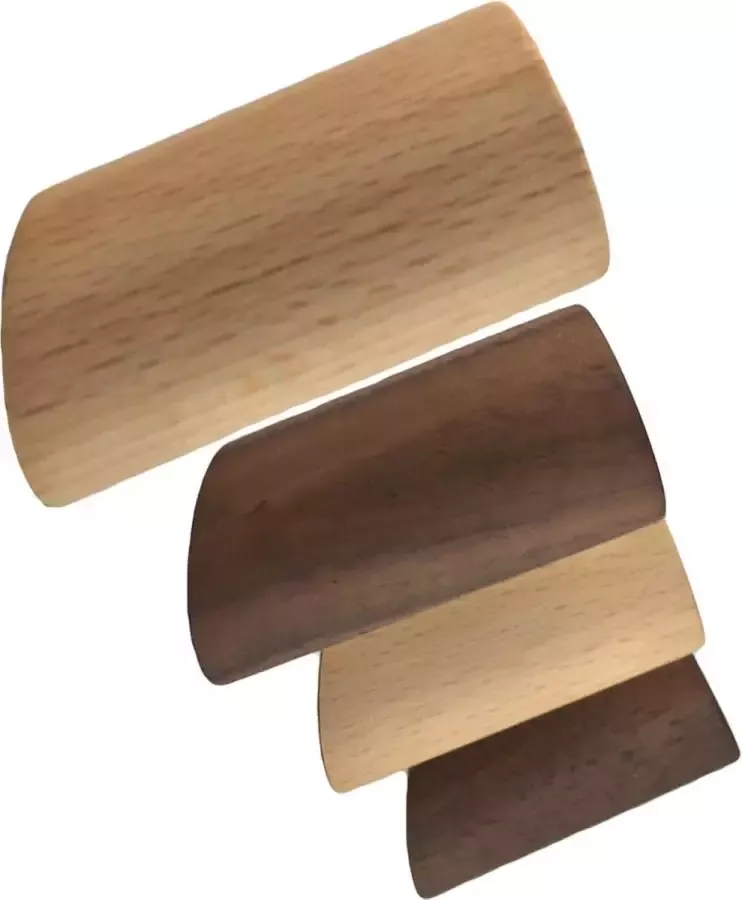 RedDyno Kapstok Haken Hout Beuken en Walnoot Set van 4 Stuks Ophanghaak
