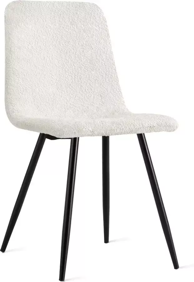 Refurna Eetkamerstoel Brasilia Bouclé Ivoor Set van 2