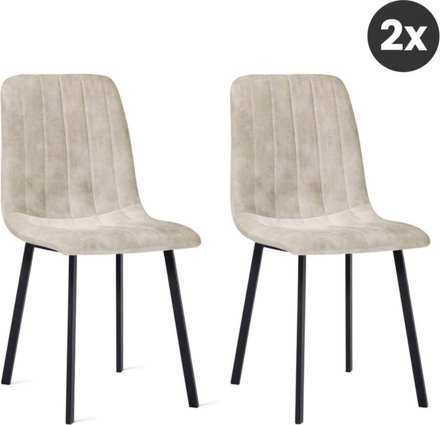 Refurna Eetkamerstoel Minsk Velvet Taupe Set van 2