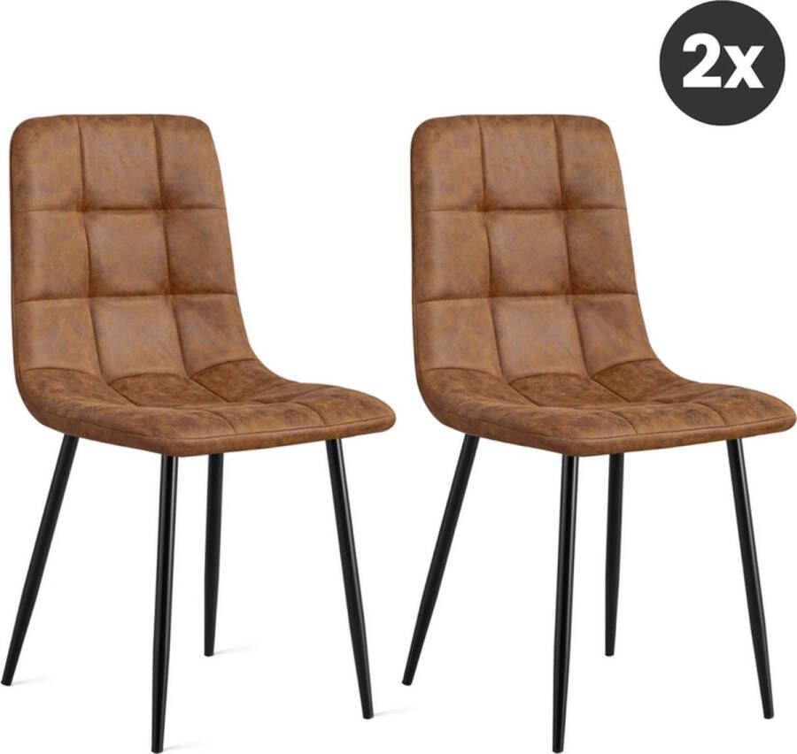 Refurna Eetkamerstoel Yerevan Cognac Set van 2