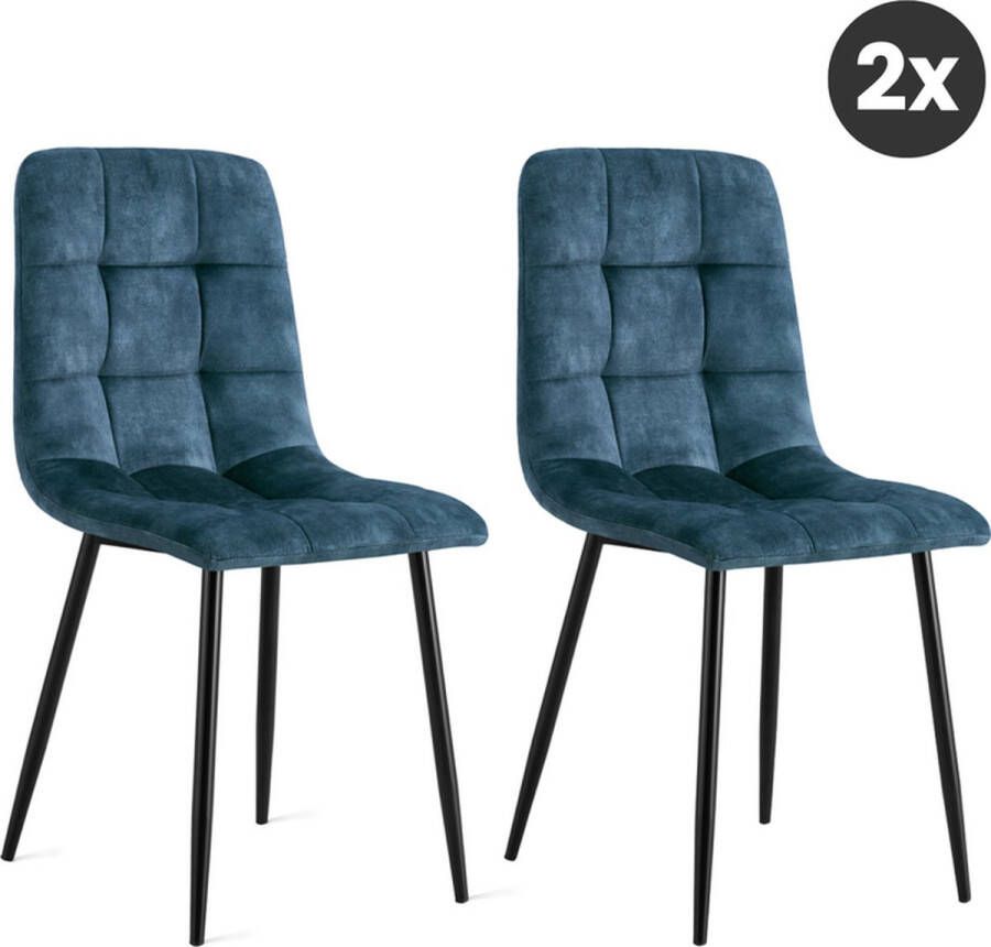 Refurna Eetkamerstoel Yerevan Velvet Petrol Set van 2