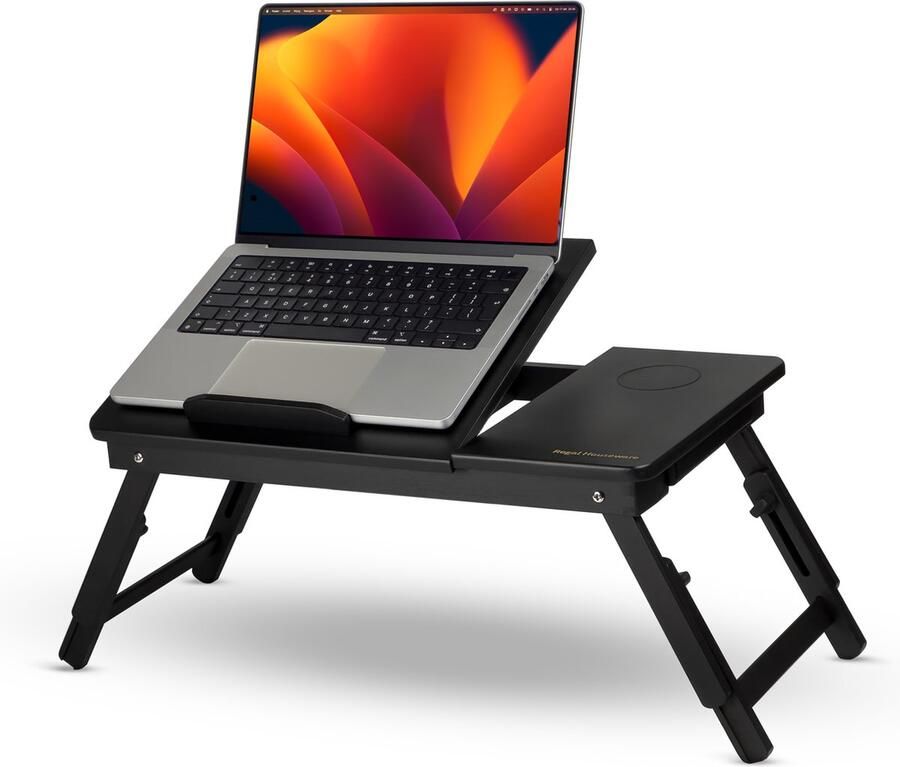 Regal Houseware Verstelbare Bedtafel Laptoptafel Laptopverhoger Banktafeltje Ontbijttafeltje Ontbijt op Bed Gemaakt van Bamboe Zwart