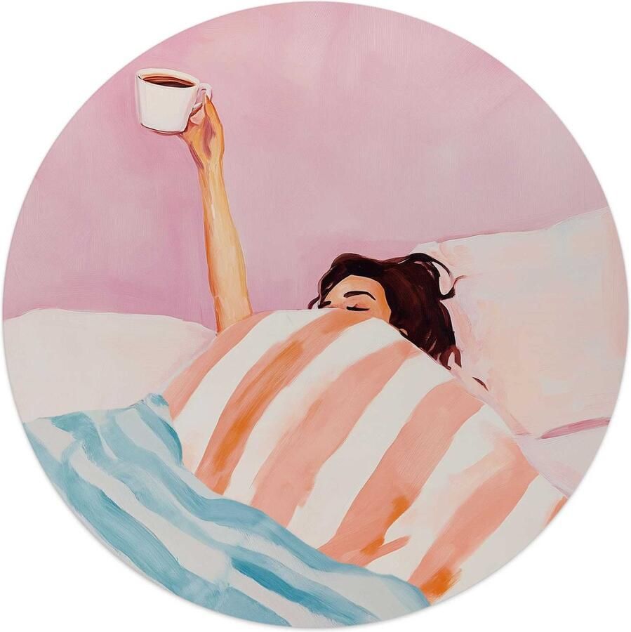 Reinders Glasschilderij Koffie in bed Ø 50cm Glas