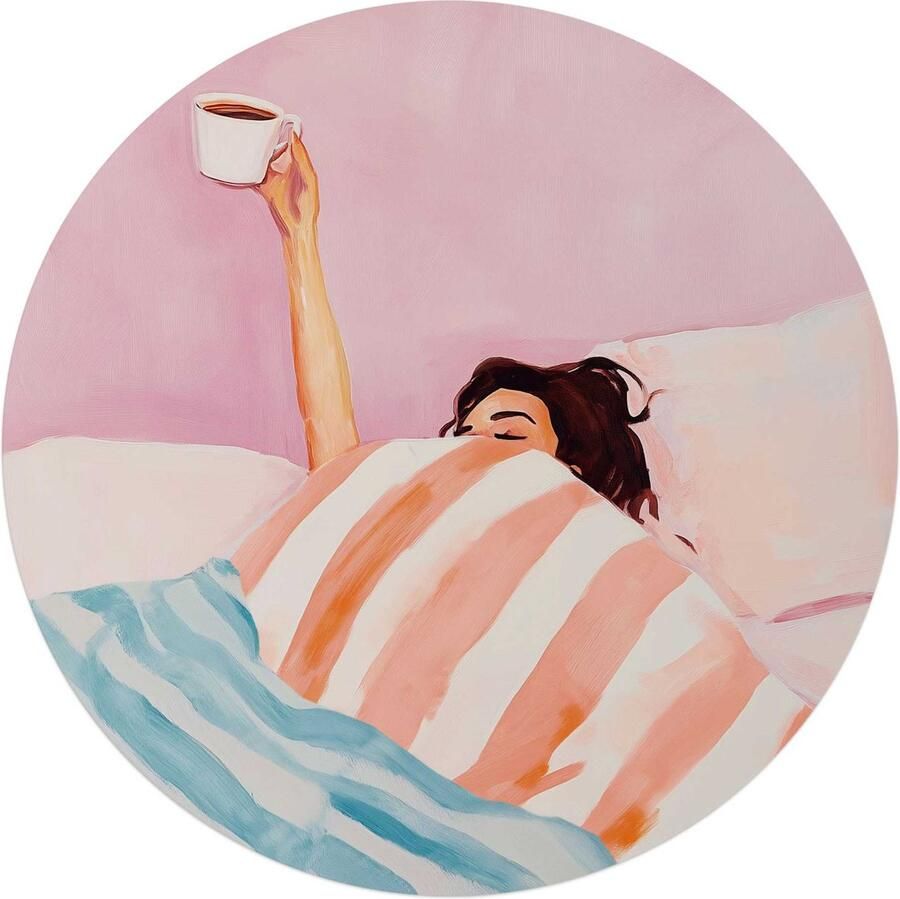 Reinders Glasschilderij Koffie in bed Ø 70cm Glas