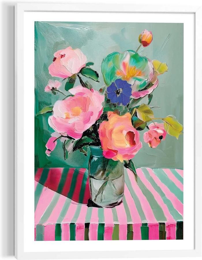 Reinders Schilderij Bloemen op tafel 70x50cm Hout