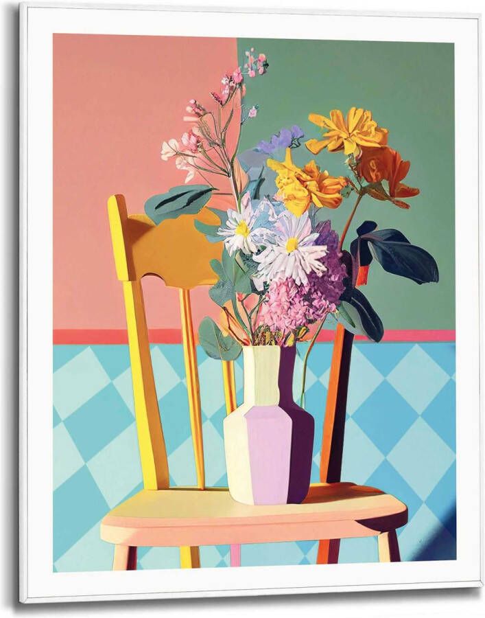 Reinders Schilderij Kunst Floral Chair 50x40 cm Hout