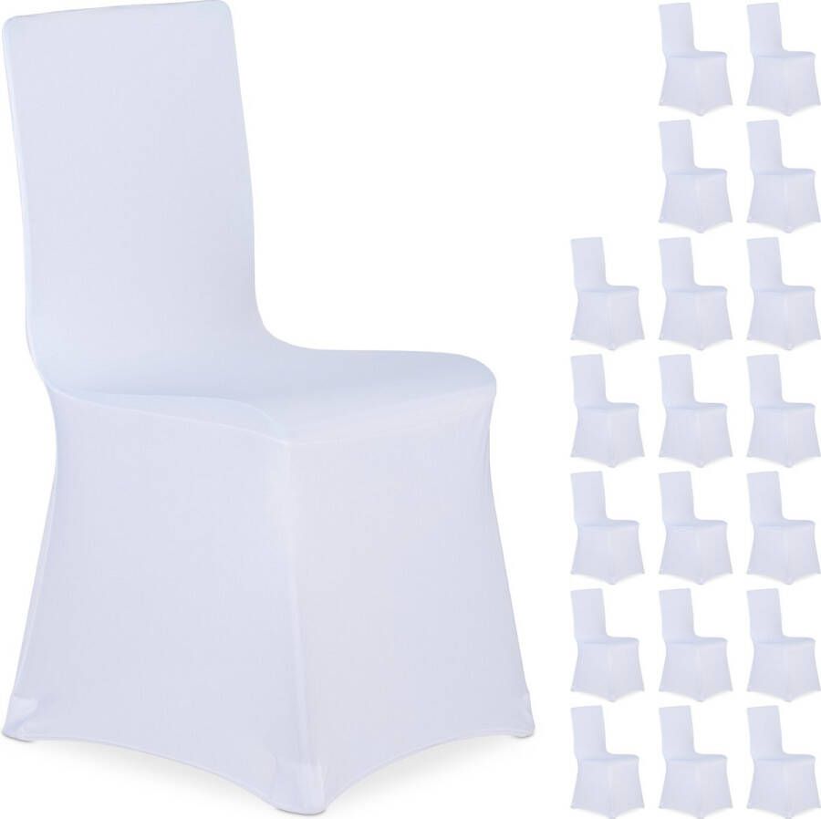 Relaxdays 20x stoelhoezen witte stoelhoes rekbaar stoelhoezenset meubelhoes stoel
