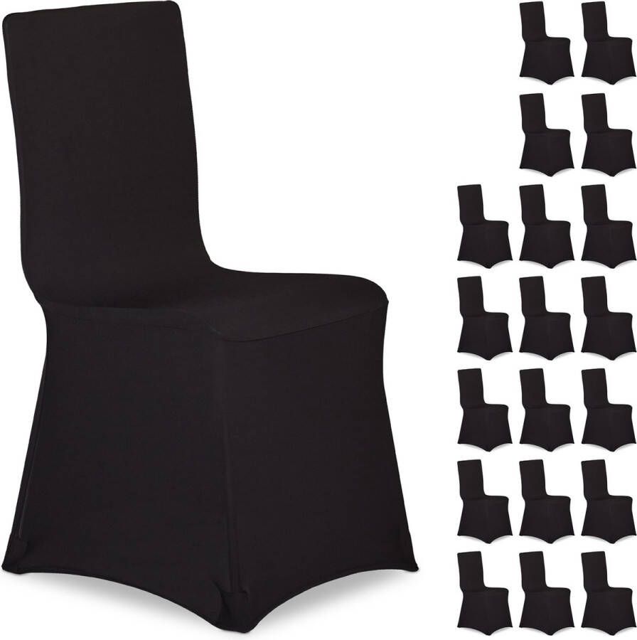 Relaxdays 20x stoelhoezen zwart stoelhoes stretch stoelhoezenset meubelhoes stoel