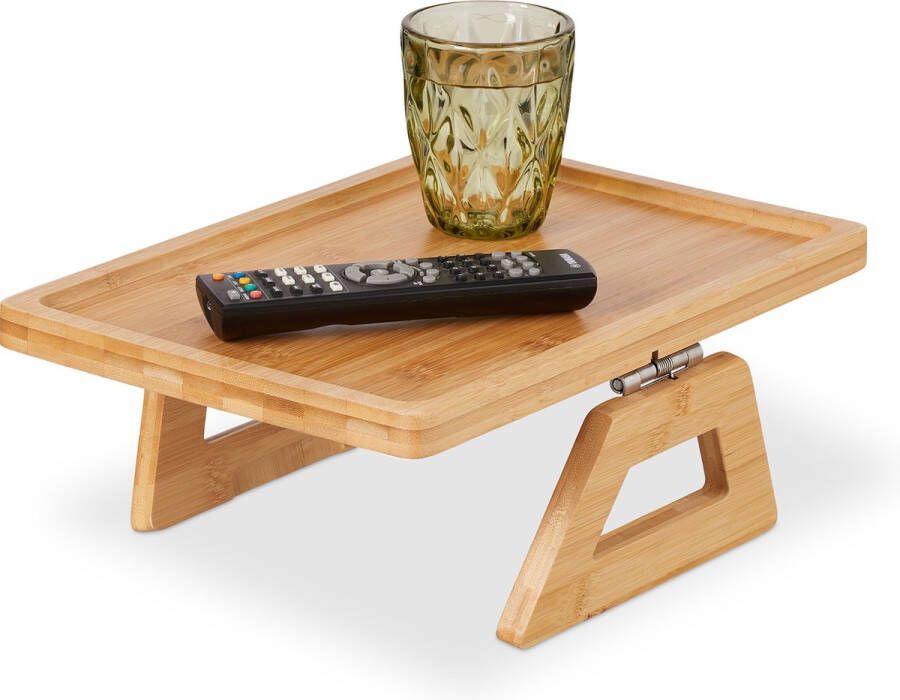 Relaxdays armleuning dienblad bamboe bank tafeltje inklapbaar sofa dienblad zetel