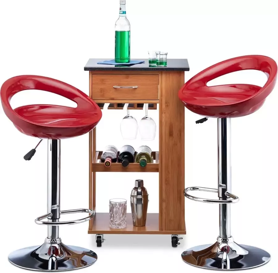 Relaxdays barkruk hoogte verstelbaar set van 2 stuks barstoel tafelkruk draaibaar rood