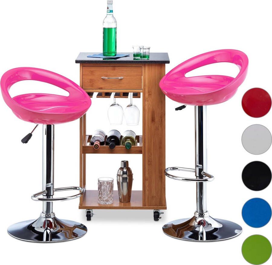 Relaxdays barkruk hoogte verstelbaar set van 2 stuks barstoel tafelkruk draaibaar roze