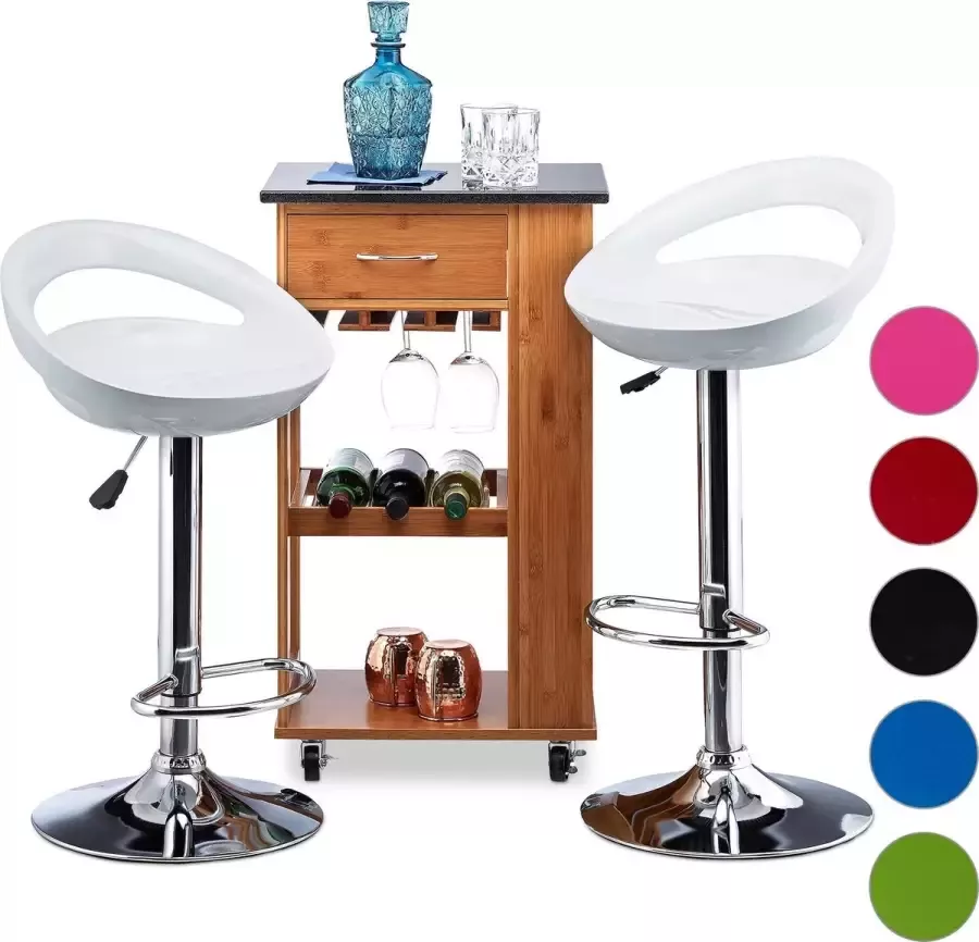 Relaxdays barkruk hoogte verstelbaar set van 2 stuks barstoel tafelkruk draaibaar wit