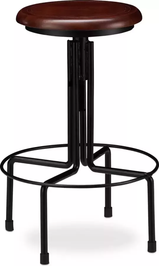 Relaxdays barkruk industrieel draaibare kruk verstelbaar barstoel metaal retro B