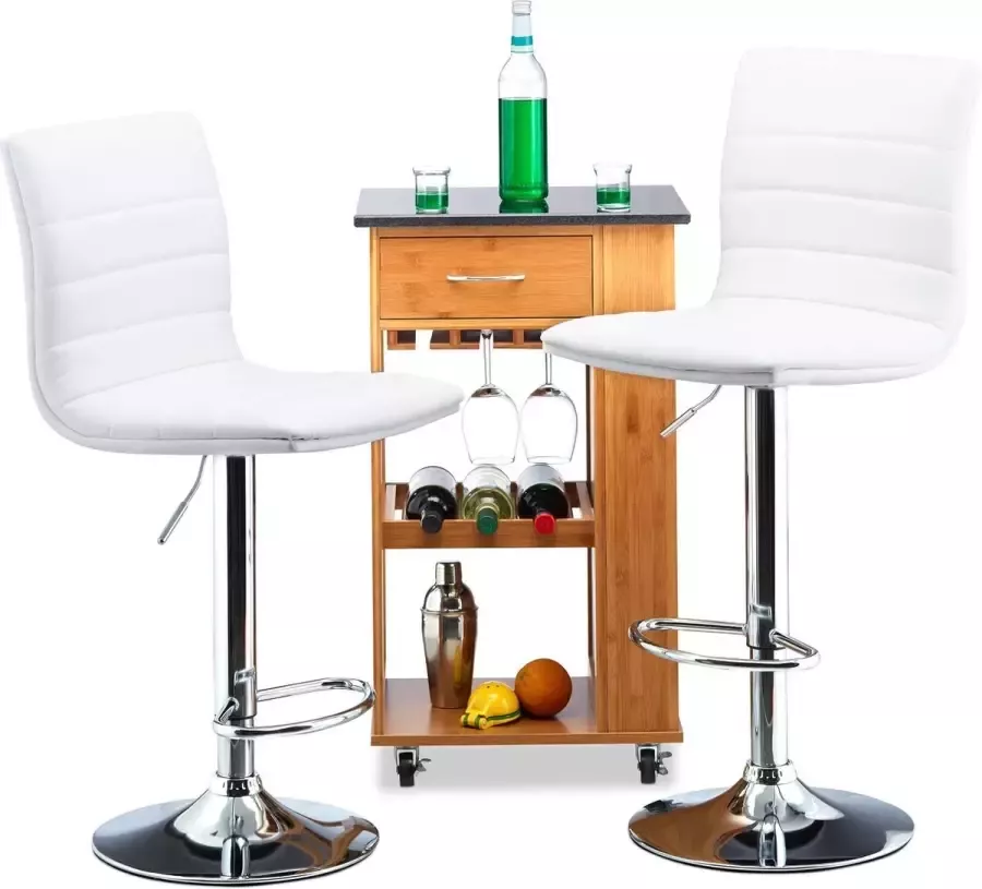 Relaxdays barkruk set van 2 tafelkruk met leuning barstoel in de hoogte verstelbaar wit
