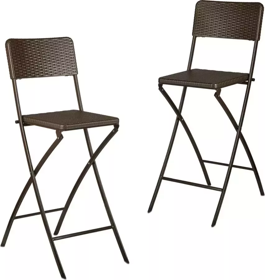 Relaxdays barkruk inklapbaar barstoel klapstoel hoge kruk met rugleuning set van 2 bruin - Foto 2