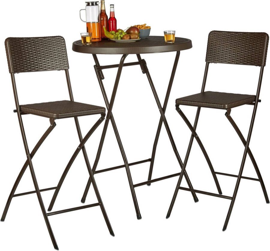 Relaxdays barkruk inklapbaar barstoel klapstoel hoge kruk met rugleuning set van 2 bruin