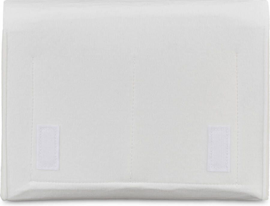 Relaxdays bed organizer 6 vakken klittenband vilten bedside pocket 27 x 31 5 x 11 5 cm bank opbergtas wit
