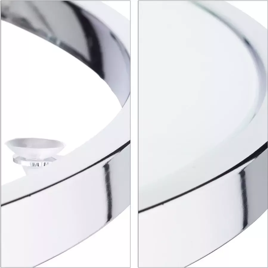 Relaxdays bijzettafel glas medium chroom melkglas staal rond 57 x 54 cm zilver - Foto 2