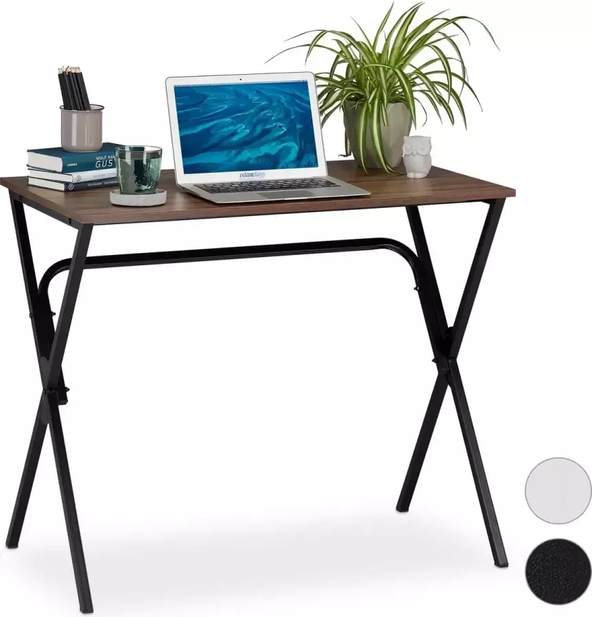Relaxdays bureau computertafel kinderbureau ruimtebesparend 76 cm hoog Hout zwart