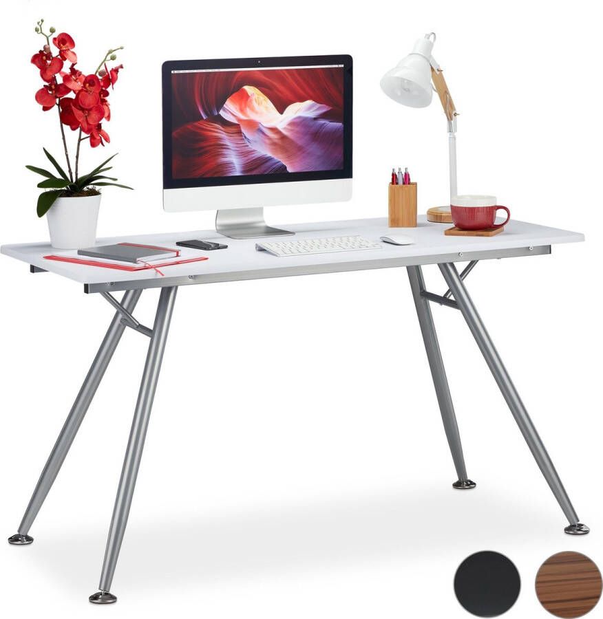 Relaxdays bureau computertafel kinderbureau tafel modern design laptopbureau wit