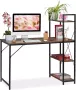 Relaxdays bureau computertafel modern design met rek laptopbureau 4 planken Hout zwart - Thumbnail 1