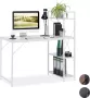 Relaxdays bureau computertafel modern design met rek laptopbureau 4 planken Wit wit - Thumbnail 1