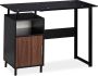 Relaxdays bureau glasplaat computertafel laptoptafel 2 vakken kinderkamer kantoor zwart - Thumbnail 1