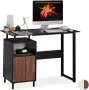 Relaxdays bureau glasplaat computertafel laptoptafel 2 vakken kinderkamer kantoor zwart - Thumbnail 2