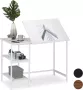 Relaxdays bureau kantelbaar tekentafel computertafel laptoptafel 3 vakken Wit wit - Thumbnail 1