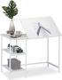 Relaxdays bureau kantelbaar tekentafel computertafel laptoptafel 3 vakken Wit wit - Thumbnail 2