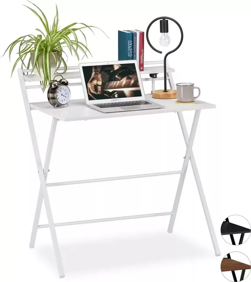 Relaxdays bureau klapbaar computertafel ruimtebesparend tafel laptoptafel Wit wit