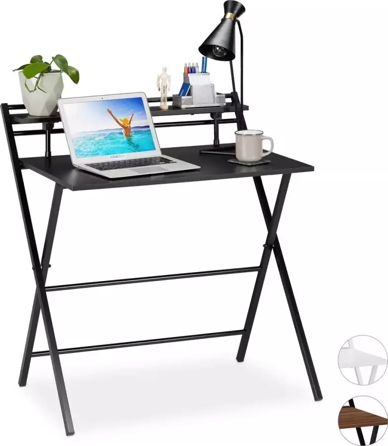 Relaxdays bureau klapbaar computertafel ruimtebesparend tafel laptoptafel Zwart zwart