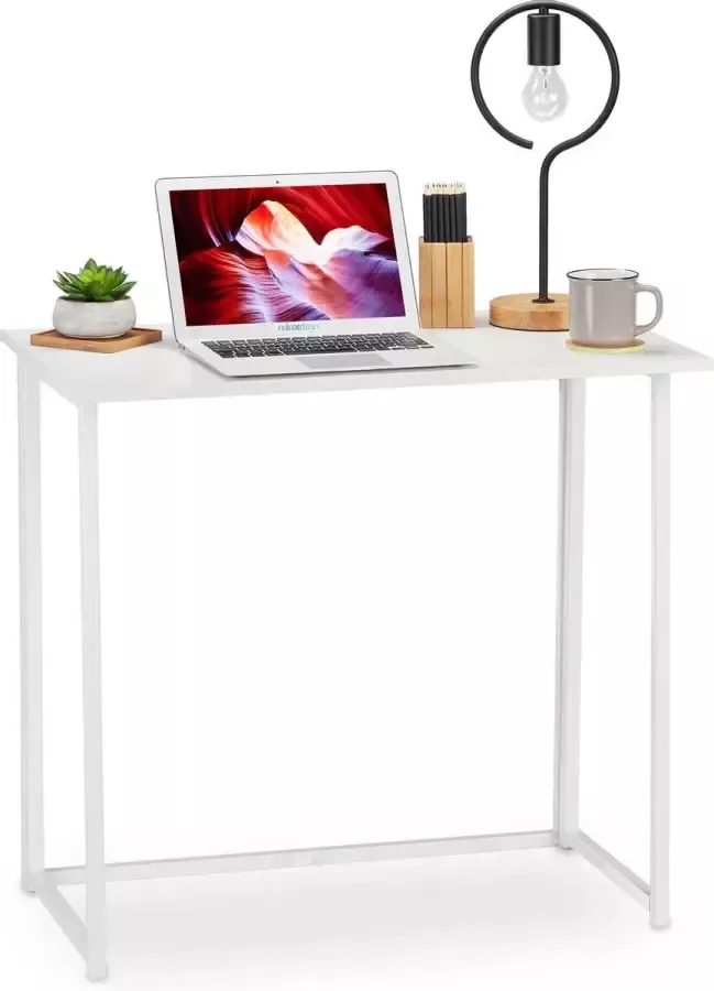 Relaxdays bureau klapbaar laptoptafel computertafel ruimtebesparend tafel Wit wit