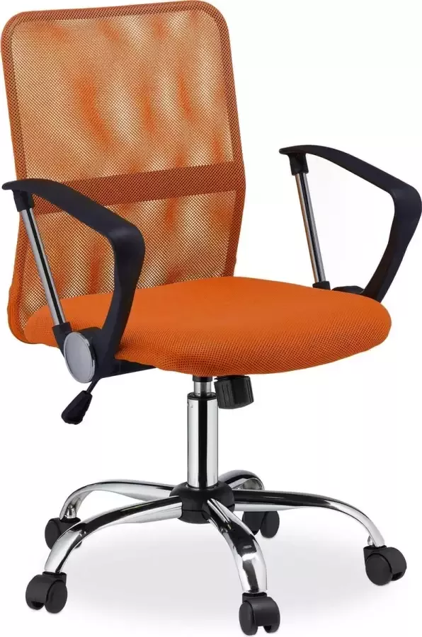 Relaxdays bureaustoel ergonomisch computerstoel netstof tot 120 kg burostoel Oranje