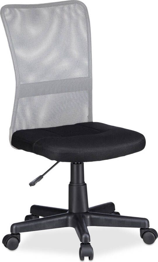 Relaxdays bureaustoel zonder armleuning ergonomische computerstoel kinderbureaustoel Lichtgrijs