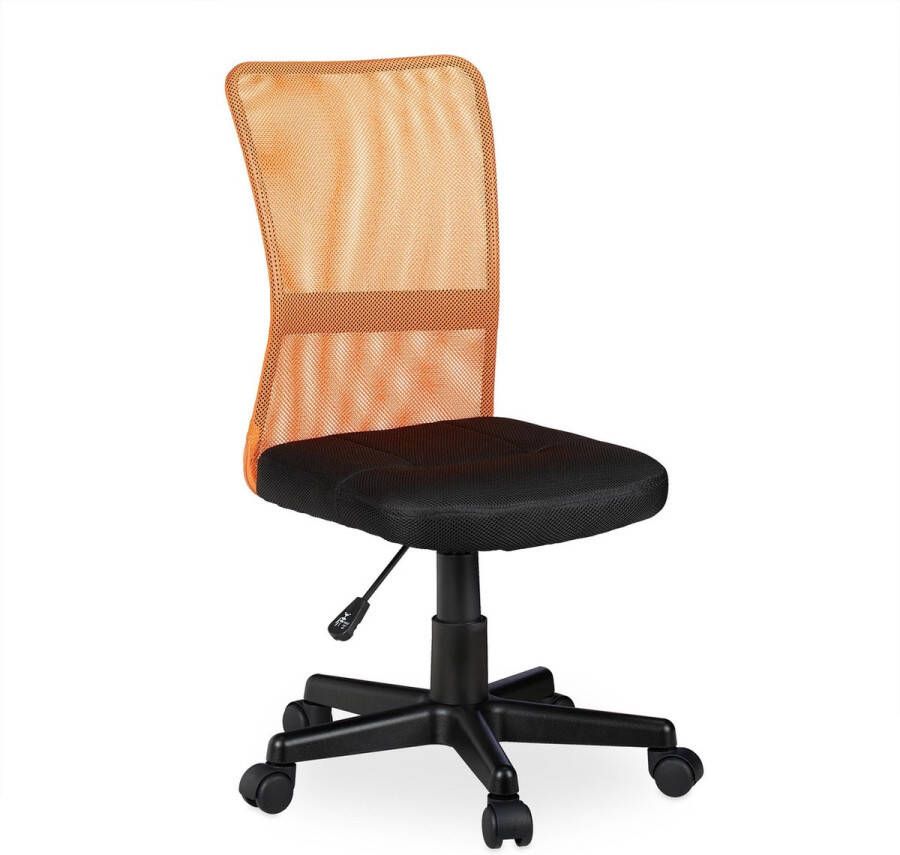 Relaxdays bureaustoel zonder armleuning ergonomische computerstoel kinderbureaustoel Oranje