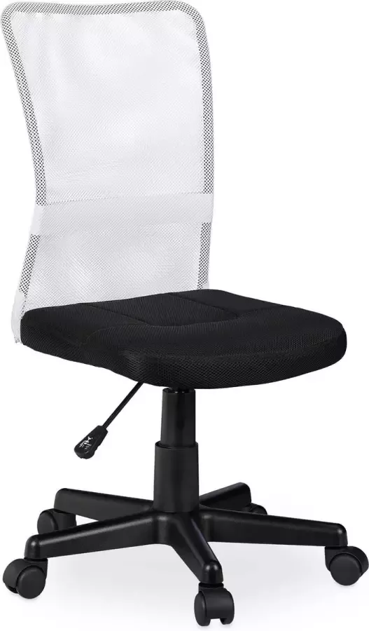 Relaxdays bureaustoel zonder armleuning ergonomische computerstoel kinderbureaustoel wit