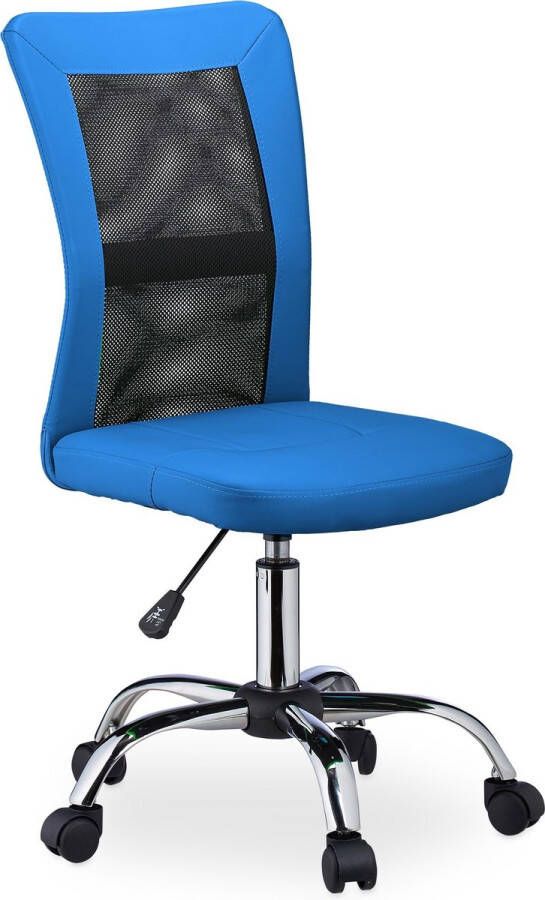 Relaxdays bureaustoel zonder armleuning ergonomische computerstoel verstelbaar stoel blauw