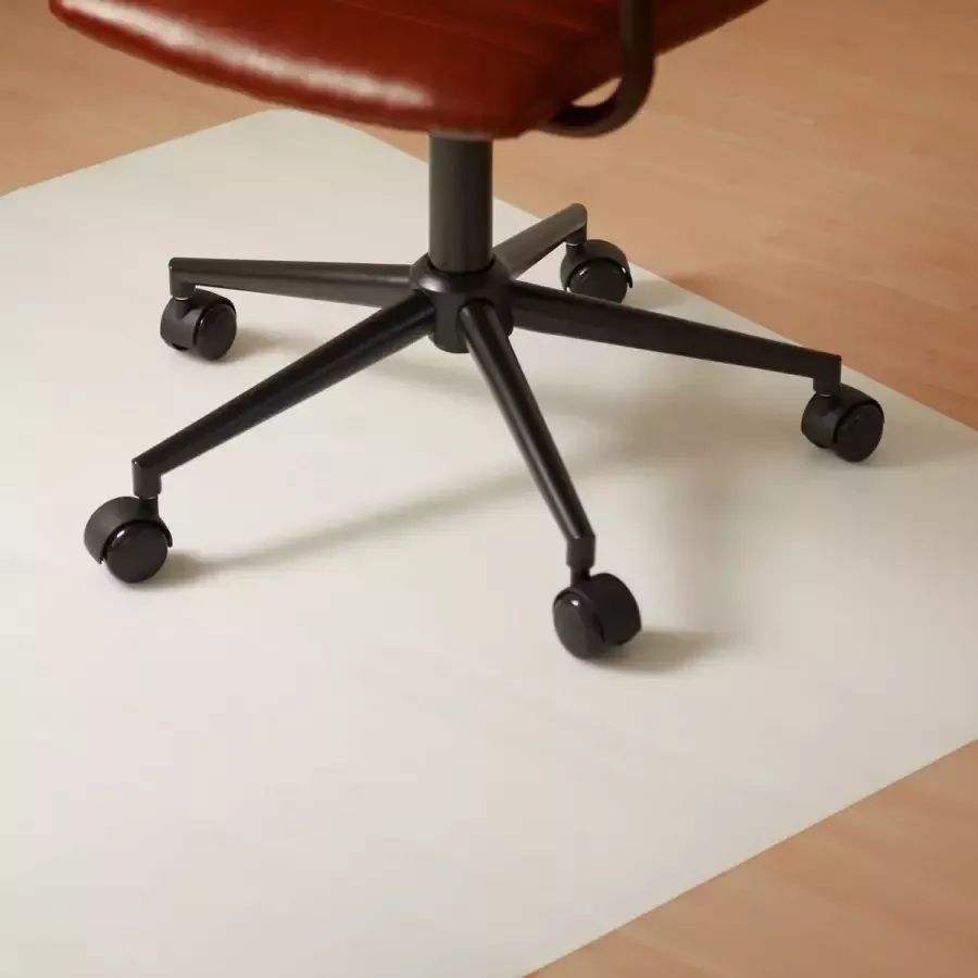 Relaxdays bureaustoelmat geluiddempend krasbestendig PE 90 x 120 cm kantoor vloerbeschermer wit 120 x 90 cm