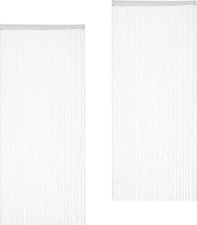 Relaxdays draadgordijn wit deurgordijn 250 cm gordijn van draad roomdivider Pak van 2 90x245cm