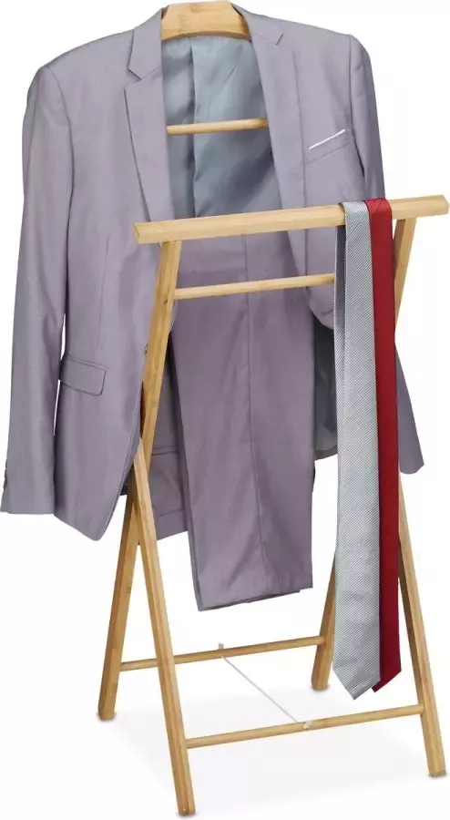 Relaxdays Dressboy bamboe kledingstandaard kledingrek kledingbutler hout staander