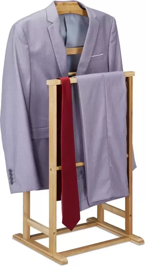 Relaxdays dressboy bamboe kledingstandaard voor dames kledingbutler heren landelijk