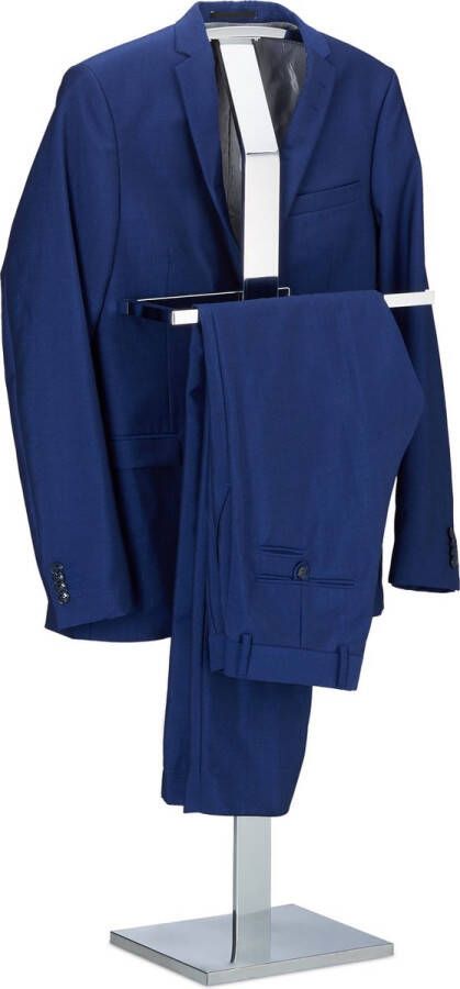 Relaxdays Dressboy metaal kledingbutler stabiel kledingrek kledingstandaard Chroom