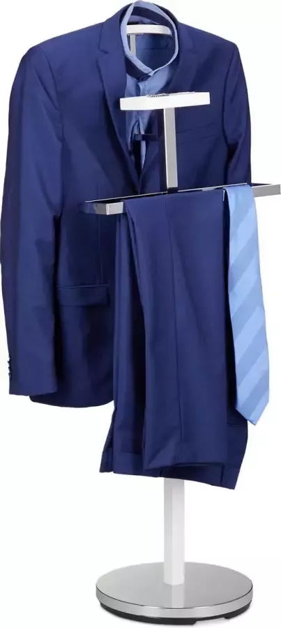 Relaxdays Dressboy metaal kledingbutler vrijstaande kledingstandaard chroom