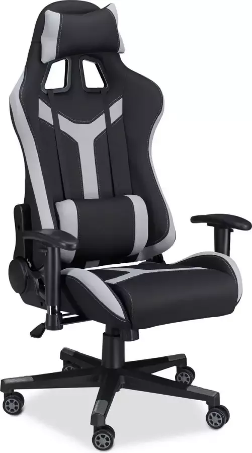 Relaxdays gamestoel XR10 bureaustoel tot 120 kg Gaming stoel verstelbaar tweekleurig grijs